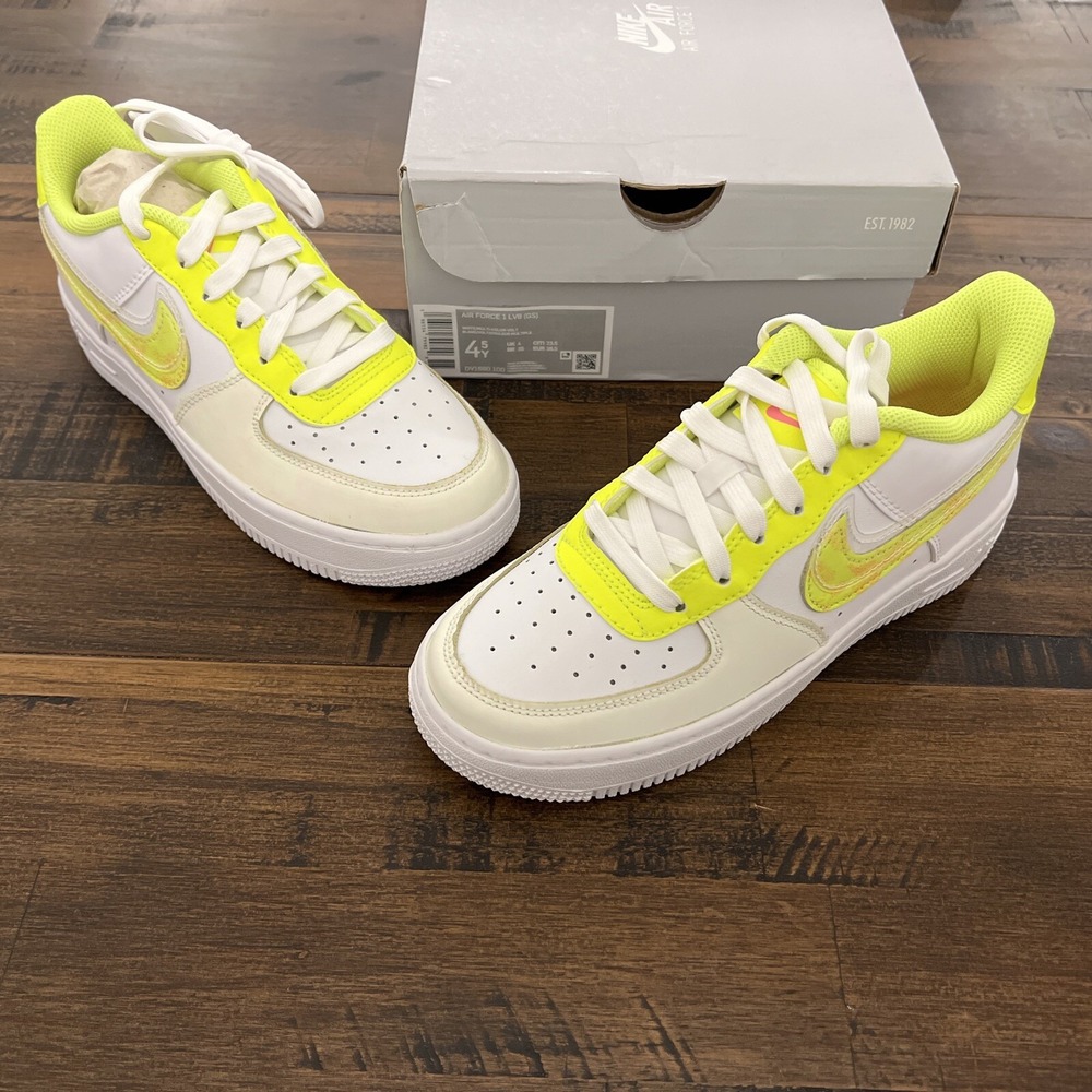 Nike Air Force 1 LV8 GS White Volt Kids sz 4.5Y Women's 6 AF1 Shoes DV1680-100